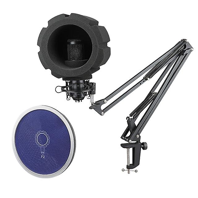 Microphone Windscreen Foam Cover Filter With Boom Arm Shock Mount,mic Sponge Wind Shield Filter For Indoor&outdoor Audio