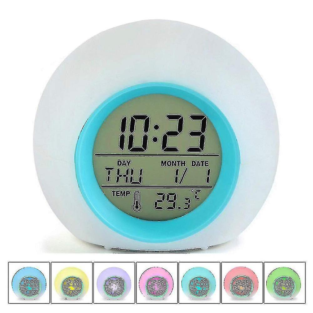 Kids Alarm Clock, Digital Display Wake Up Clock/7 Colors Changing