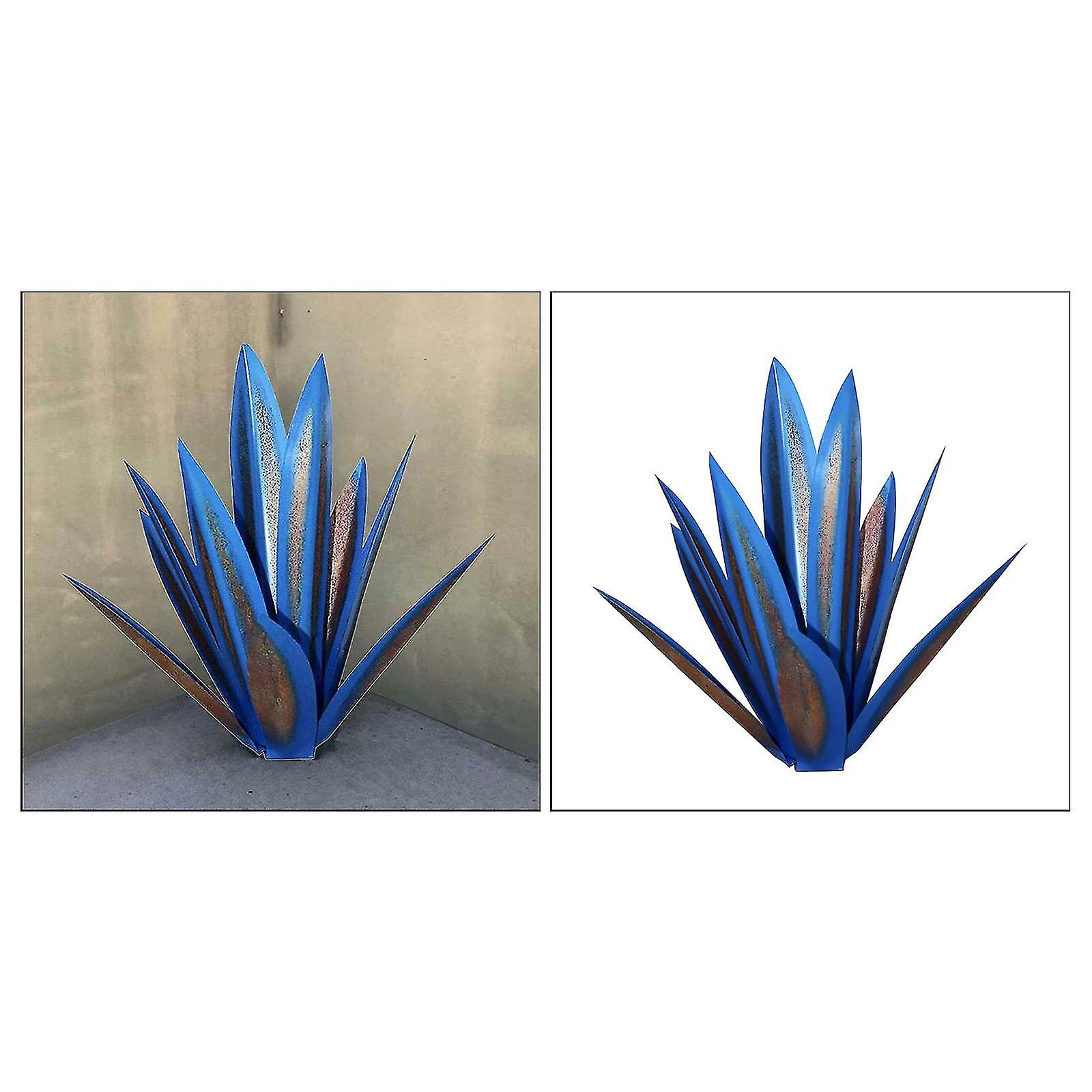 Sculpture D'agave En Métal Rouillé – Déco De Jardin Style Rustique, 35 Cm, Rose - 4
