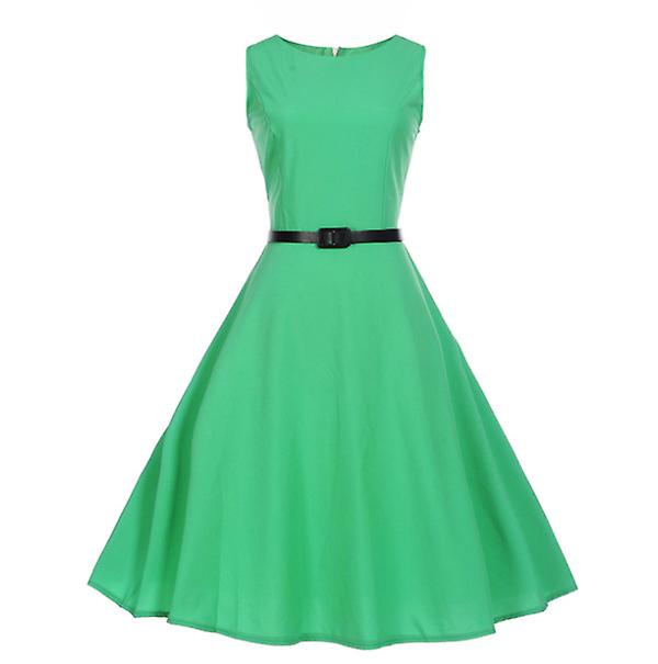 Explosive Fashion Outlet Women's Retro Hepburn Style Waist And Slim Solid Color Dress With Belt