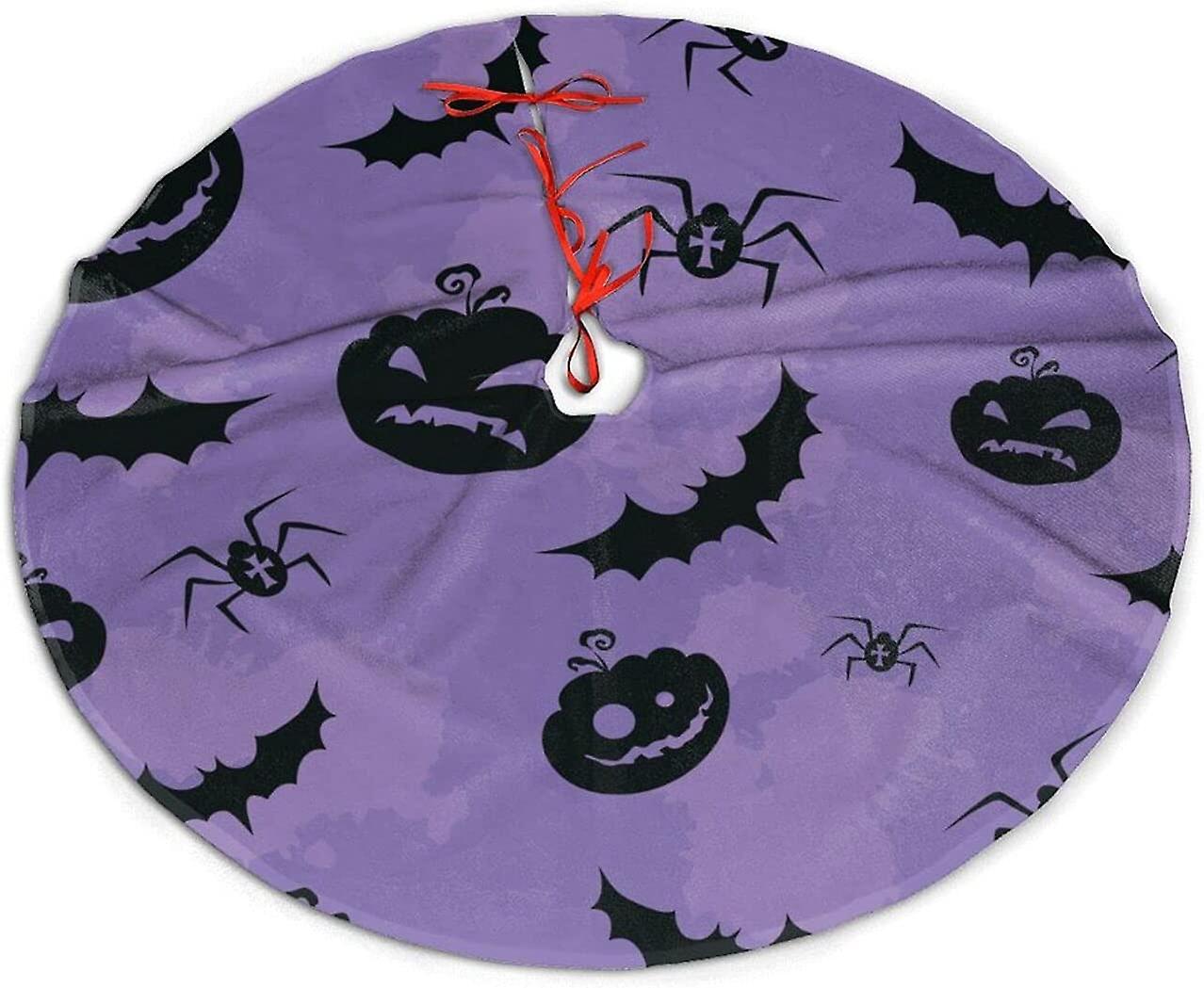 Christmas Tree Skirt 48 Inches Bats Spiders Pumpkin Tree Mat
