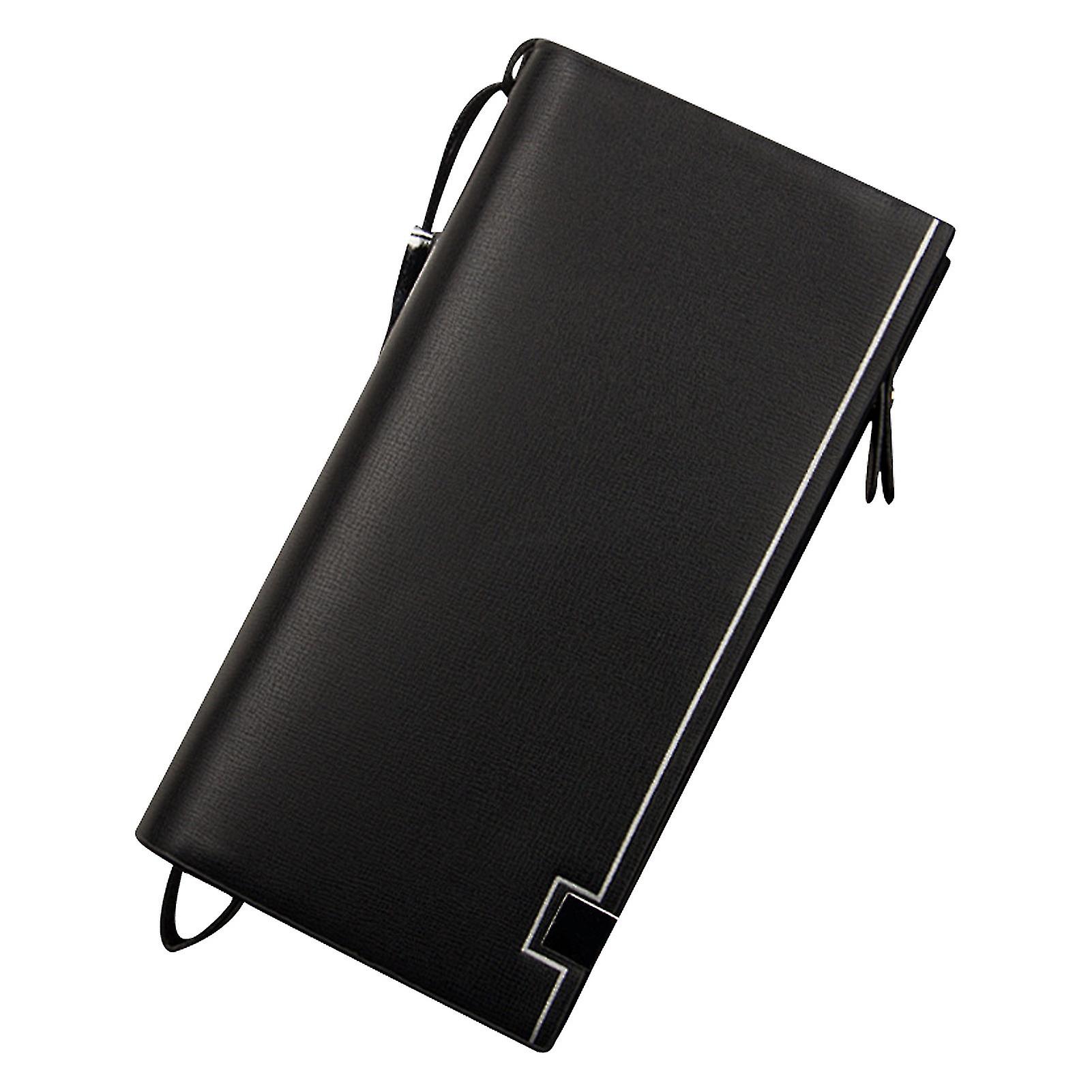 Striped Clutch Men Wallet Travel Phone Bag Long Purse Pu Leather With Strap