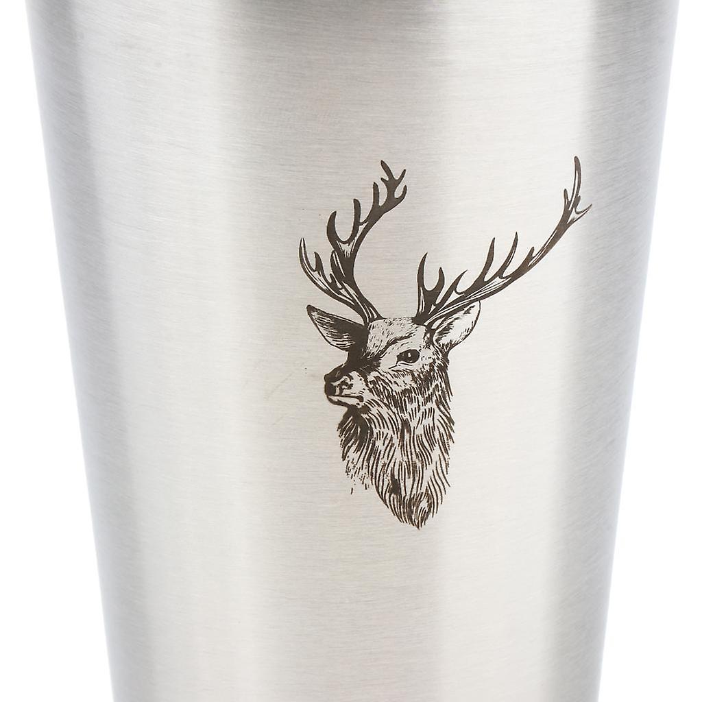 Stainless Steel Stackable Cups for Bar Beer Drinking Deer Pattern 500ml