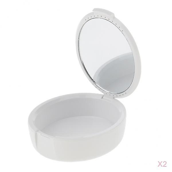Mouth Guard Case Orthodontic Retainer Box Denture Storage Container White x2