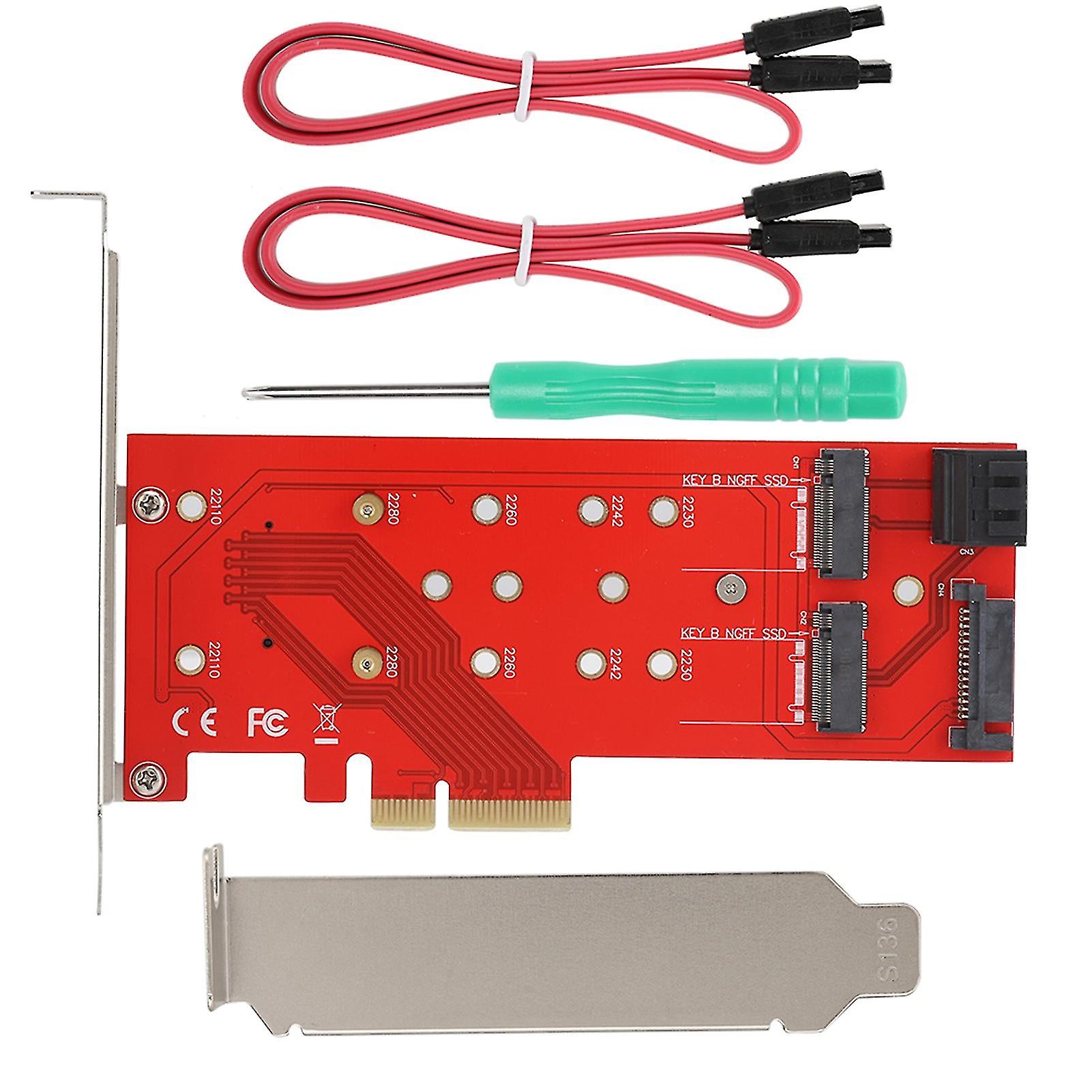 Pci-e 4x To M.2 B/m Key Adapter Riser Card Converter With Rich Interfaces For Multiple Ssd