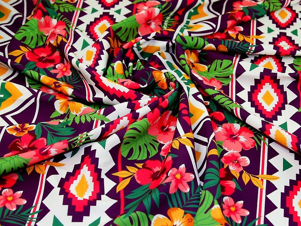 Minerva Digital Print Smooth Crepe Fabric Purple - per metre