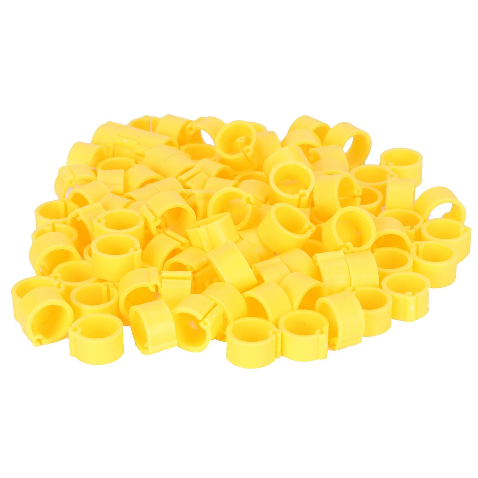 200pcs 8mm Pigeon Rings Without Labeling for Poultry Leg Identification, Foot Ring, Clip, Bird Training Tool, Yellow