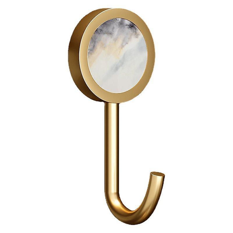 Set of Decorative Solid Brass Wall Hooks No Hole Shiny Gold