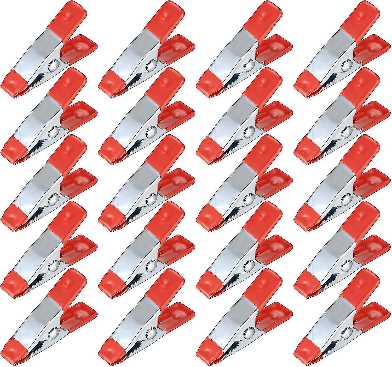 Clips de pinces à ressort en métal, support de poignée basculant robuste enduit de caoutchouc, pinces en bois pour bâche, camping, travail du bois, outil de modélisme - 20 Pcs / 2
