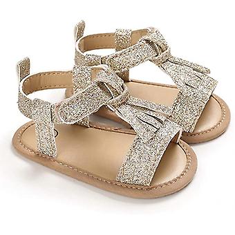 Veeki Baby Boys Girls Summer Sandals Non-Slip Soft Sole Infant Slippers Cotton Crib Shoes for Toddler First Walkers ----- Gold 12cm