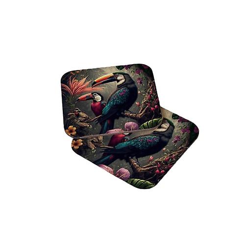 Jungle Animals Printed Wood Coasters Set