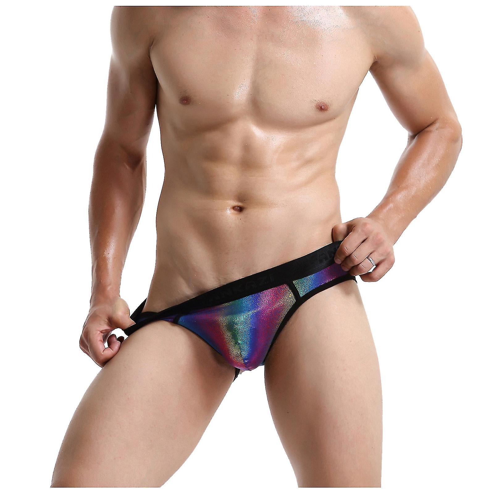 Underwear Rainbow Men's Underpants Nylon Casual Large Size Breathable Low Waist Briefs Bd17724