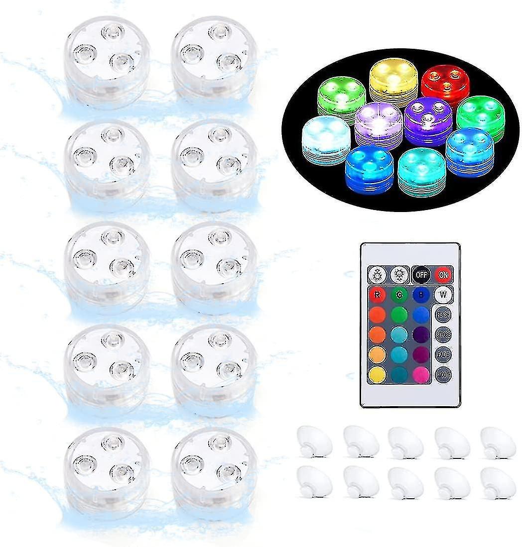 Luci a led sommergibili, redgo 10 confezioni di luci dello stagno aggiornate sott'acqua 16 RGB gradiente di colore