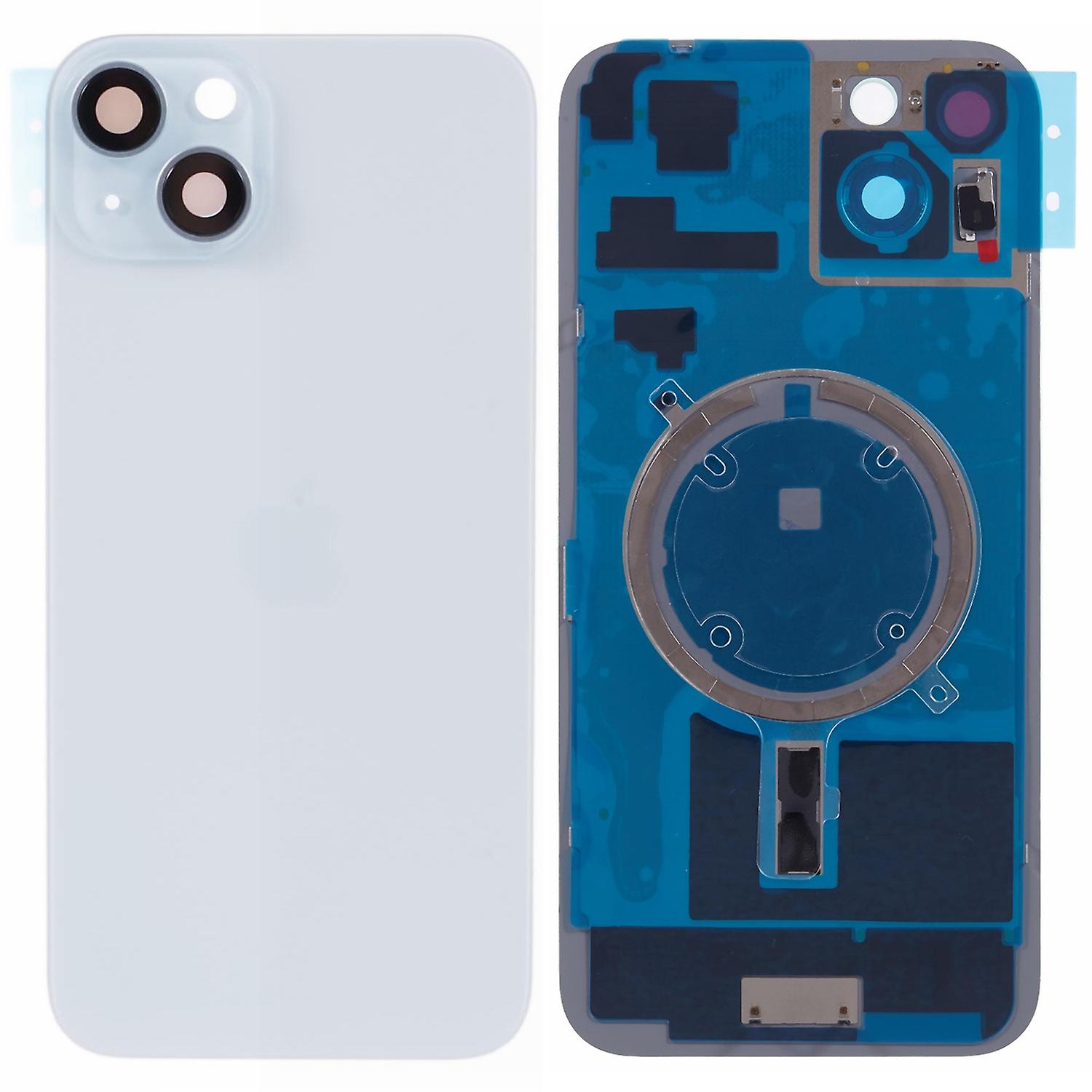 For iPhone 15 Battery Housing with Bracket + Camera Lens Cover Replacement Part - Blue