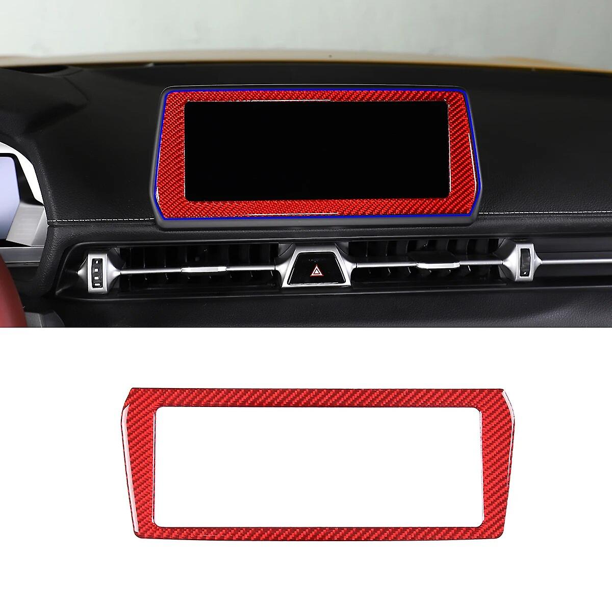 Red Carbon Fiber Stickers For Toyota Gr Supra A90 19-22 Center Console Control Panel Navigation Frame Stickers Car Accessrories
