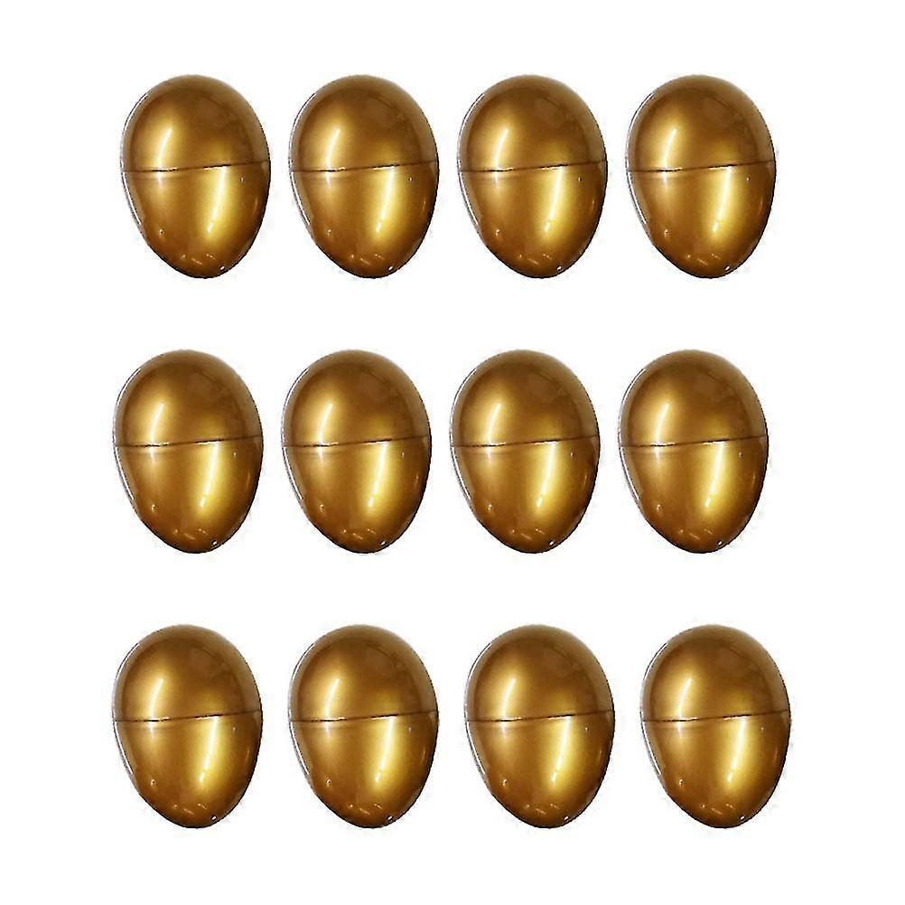 12Pcs Decorative Eggshell Toys Easter Eggs Gift Packing Eggshells (Golden)
