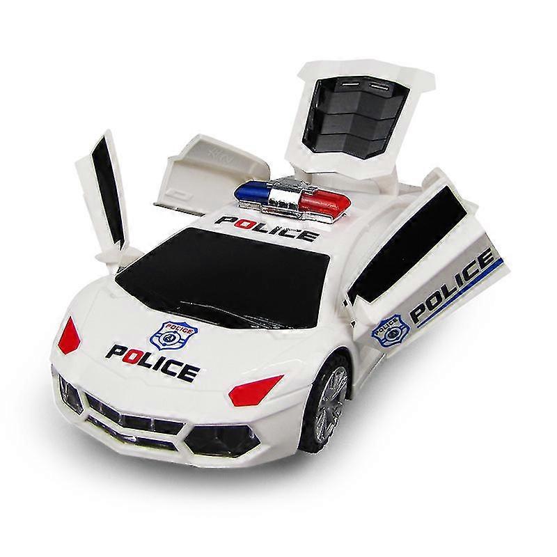 Children's Music Light-emitting 360 Degree Rotating Transforming Police Toy Car Simulation Car Model