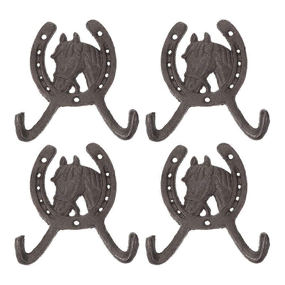 4Pcs Retro Clothing Hooks Creative Wall Hooks Decorative Horseshoe Hooks