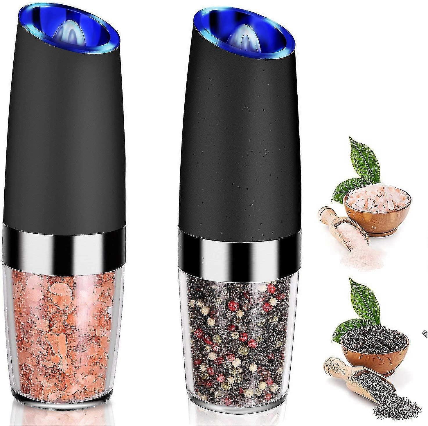 2 Pcs Gravity Electric Salt And Pepper Grinder Set, Battery Salt Pepper Mill