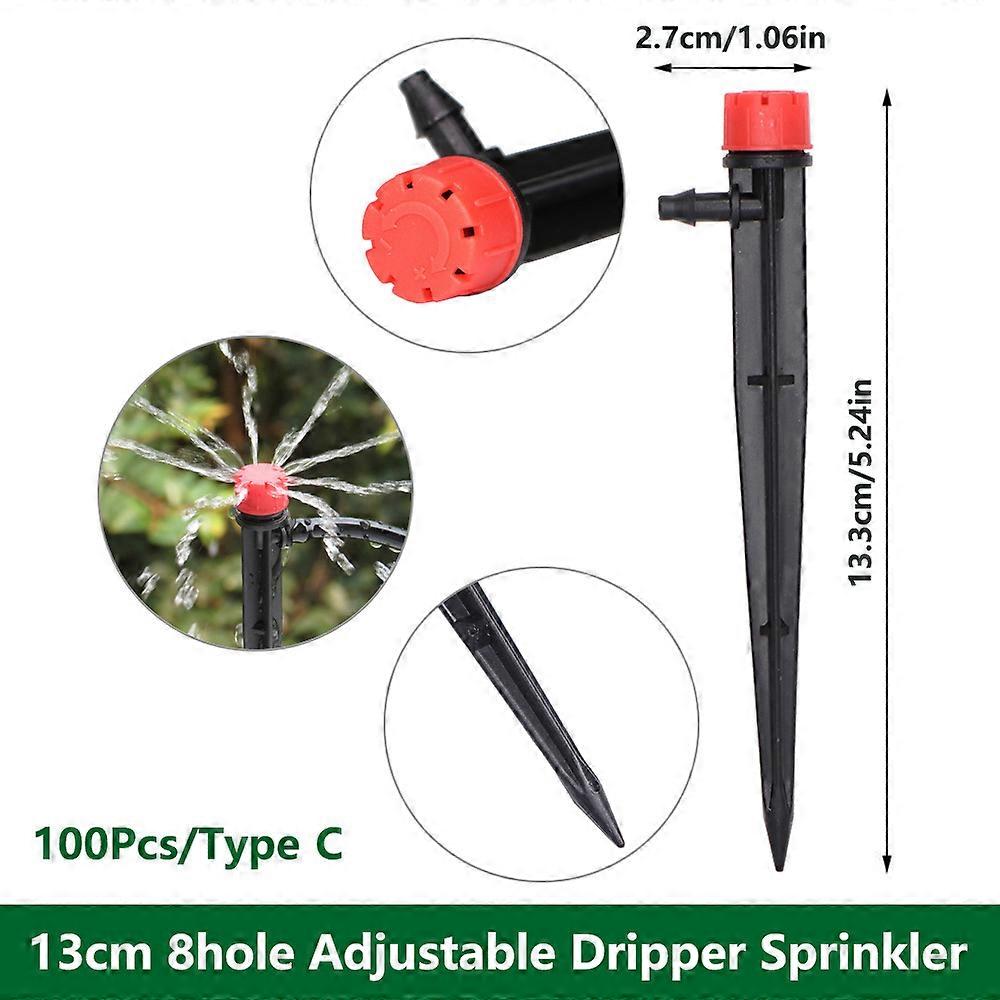 1 Pack 30-200 Drip Irrigation System Automatic Drip Sprinkler Connected 4/7 " Watering Garden Hose With Long-pole 8 Holes And 360 Rotating Drip Irriga