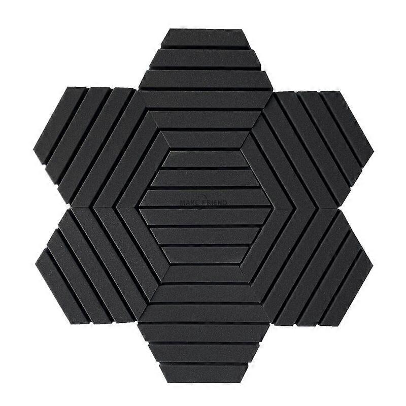 7PCS Hexagonal Acoustic Foam Sound Proofing Protective Sponge Sound Absorption Treatment Panel High Density 5cm Thickness