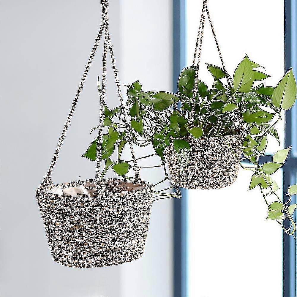 Planta H Interior Suspensório Cesta Mão Tecida Flor H