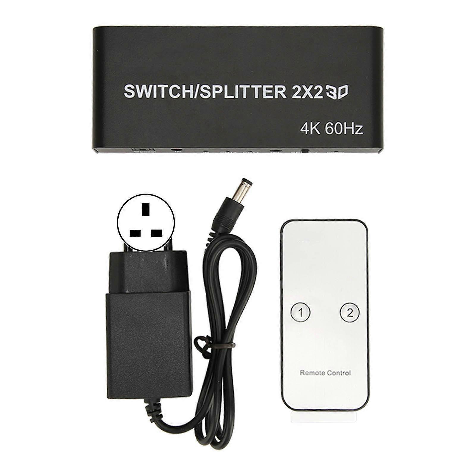 Hd Multimedia Interface Switcher 2 In 2 Out 4k Hd Multimedia Interface Splitter For Pc Projector Tv 100240v Uk Plug