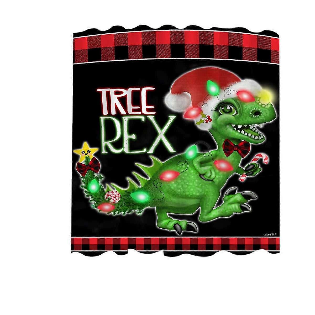 Funny Cute Christmas Dinosaur Tree Rex Shower Curtain
