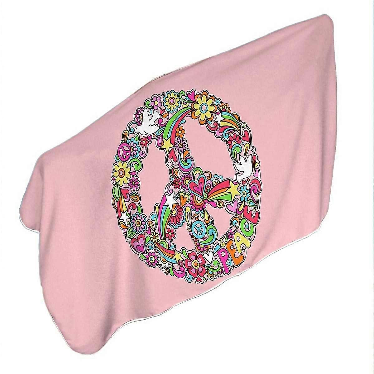 Rainbow Colors Peace Microfiber Beach Towel
