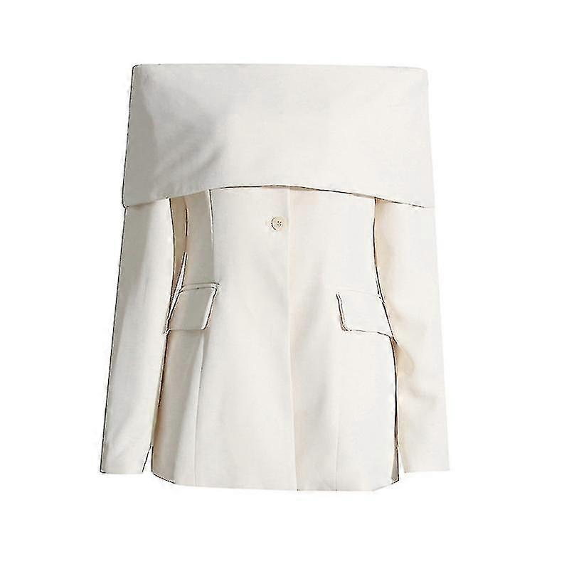 قبالة الكتف الحد الأدنى السترات للنساء خفض الرقبة كم طويل عارضة مزاجه السترة أنثى أزياء الملابس في الأوراق المالية