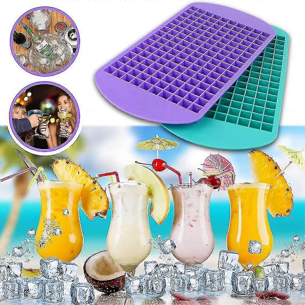 160 Grid Ice Tray Food Grade Silicone Foldable Mini Small Square Ice Maker Mold Home Quick Freezing Ice Maker Summer Artifact -c