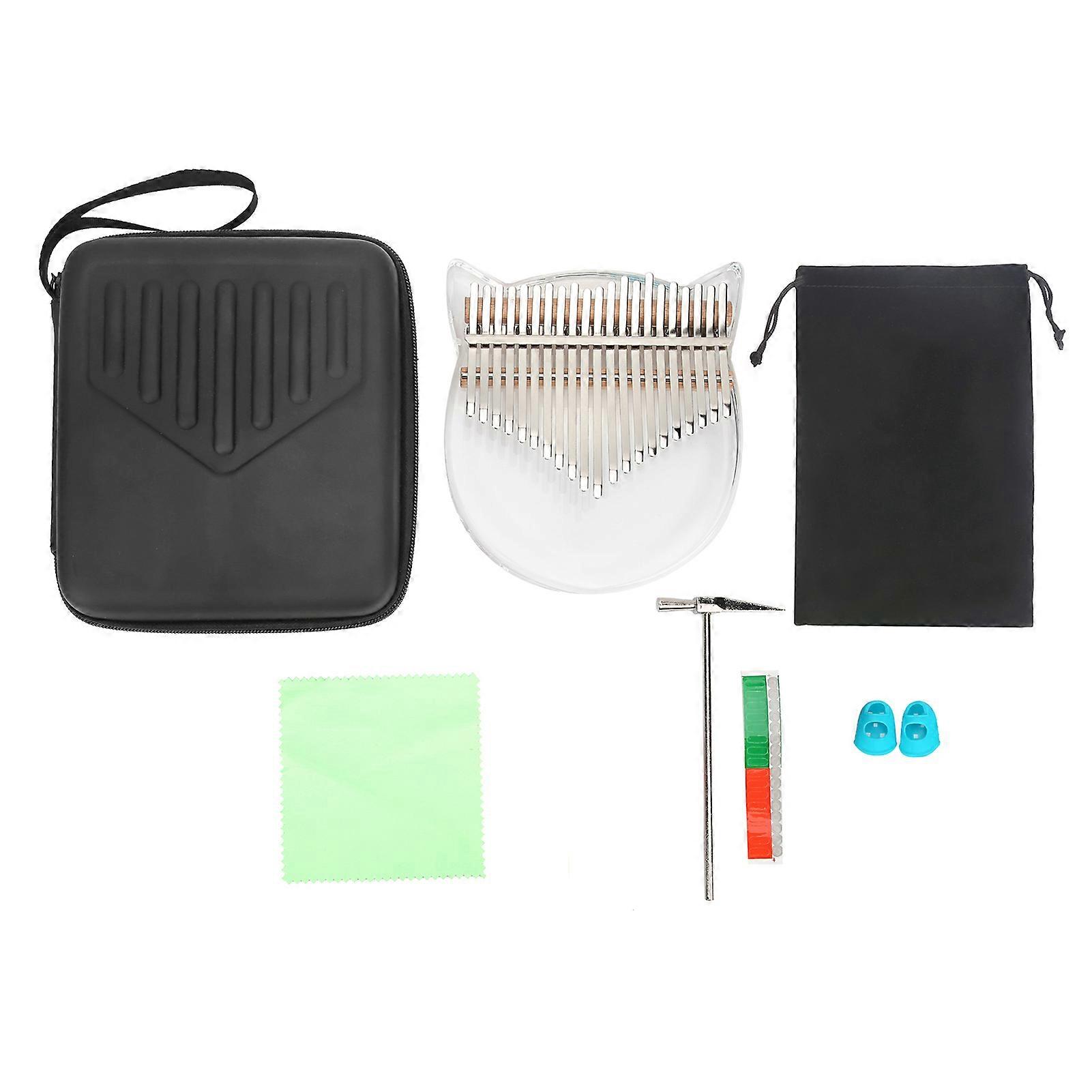 Kalimba الإبهام بيانو شفاف الاكريليك كيت 21 مفتاح المبتدئين آلة موسيقية مع حقيبة