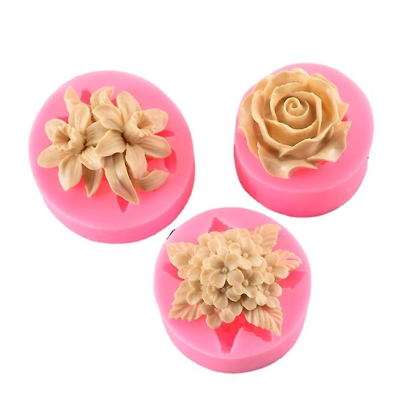 2Pcs 3d Lilac Rose Lily Fondant Silicone Molds For Home Homemade Soap Aromatherapy Candle Cake Decoration