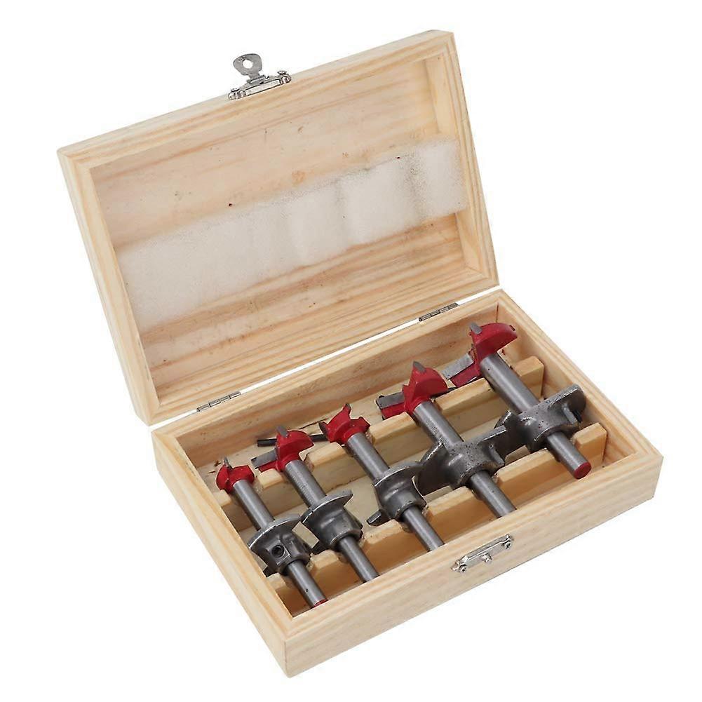 Set Of 5 Woodworking Drill Bits Forstner Drill Bit 15Mm 20Mm 25Mm 30Mm 35Mm Carbide Positioning Drill Bit Set, Adjustable Drilling Depth 10-50Mm