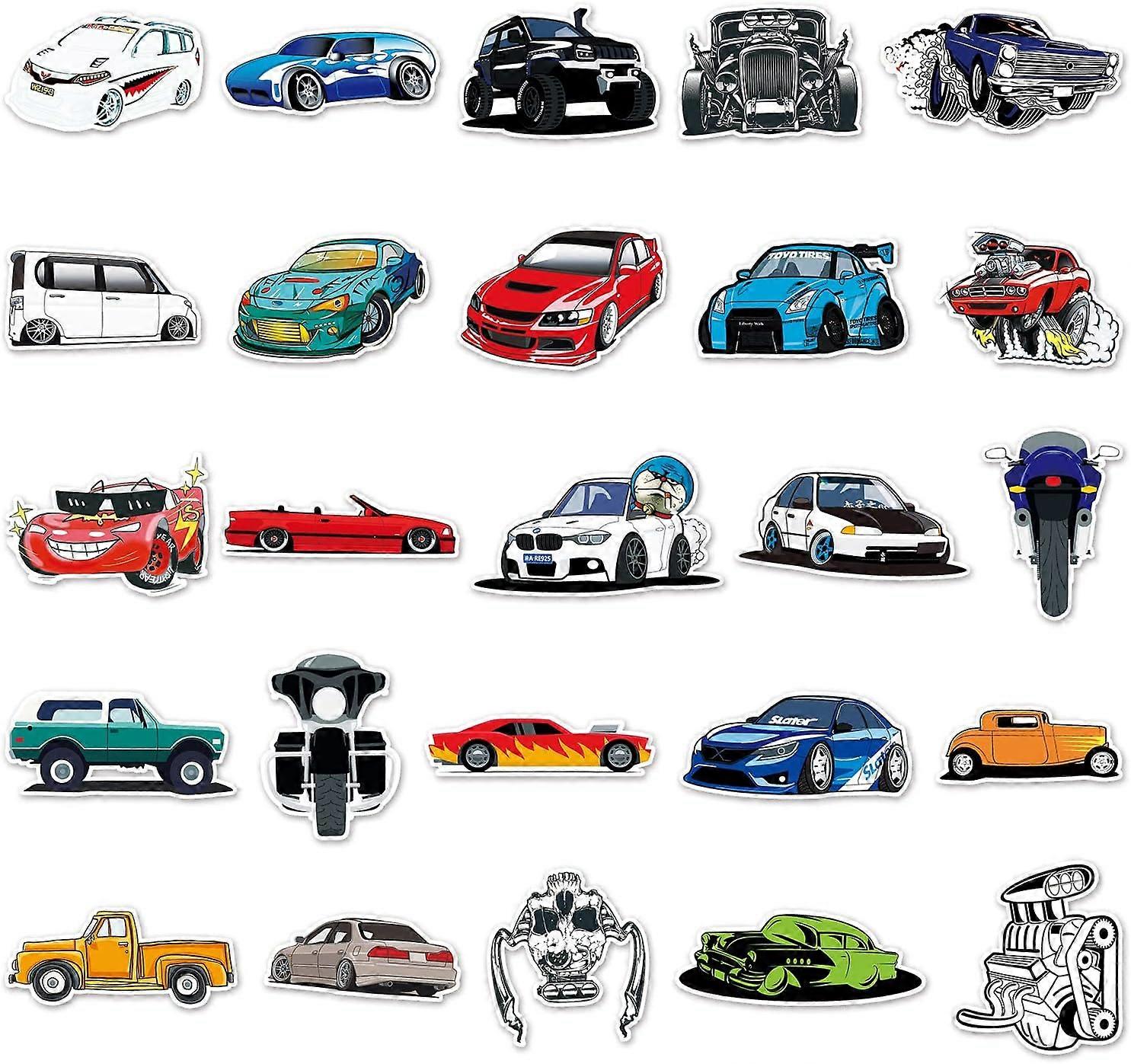 61 pcs Modified Cars Cartoon Doodle Car Stickers for Kids,Racing Car ...