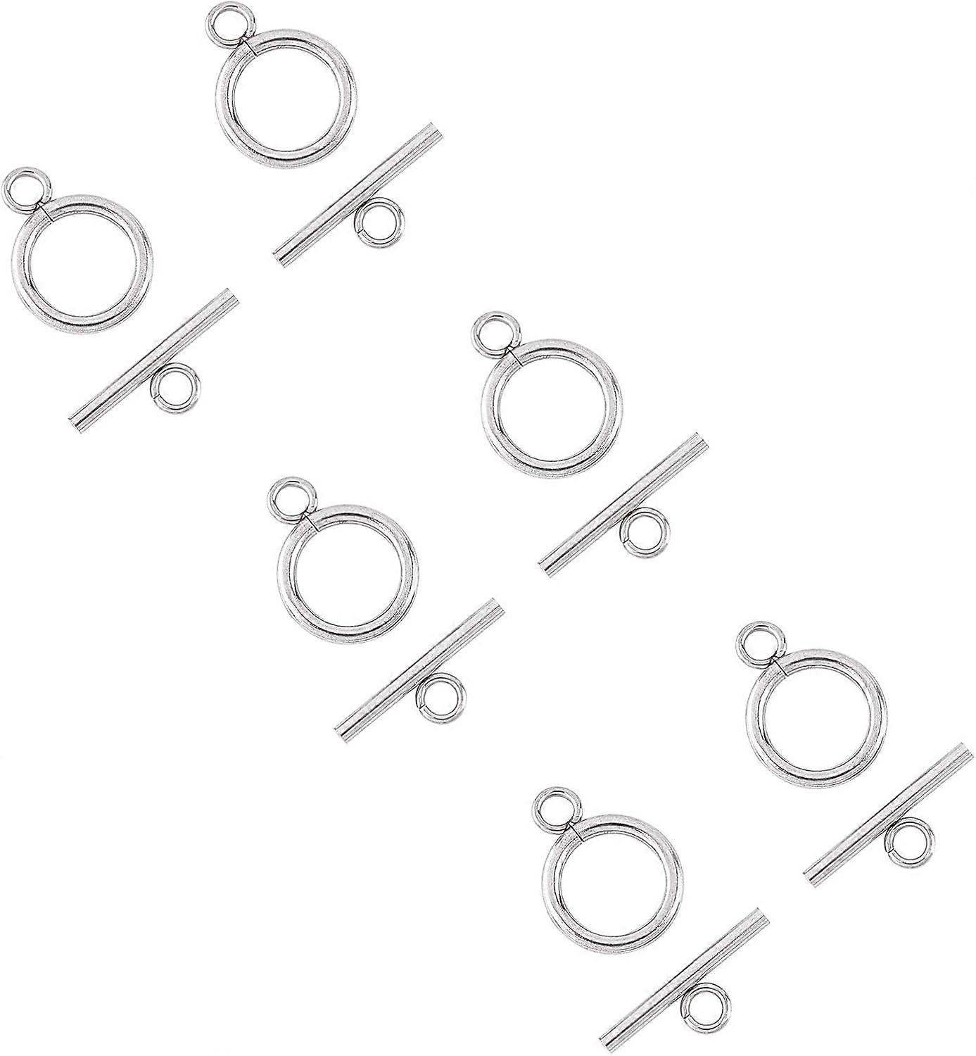 50 Sets Necklace Ring Clasp Stainless Steel Jewelry Clasps Connectors Stainless Steel Color Round Bracelet Clasps for DIY Jewelry Making 20mm Bar