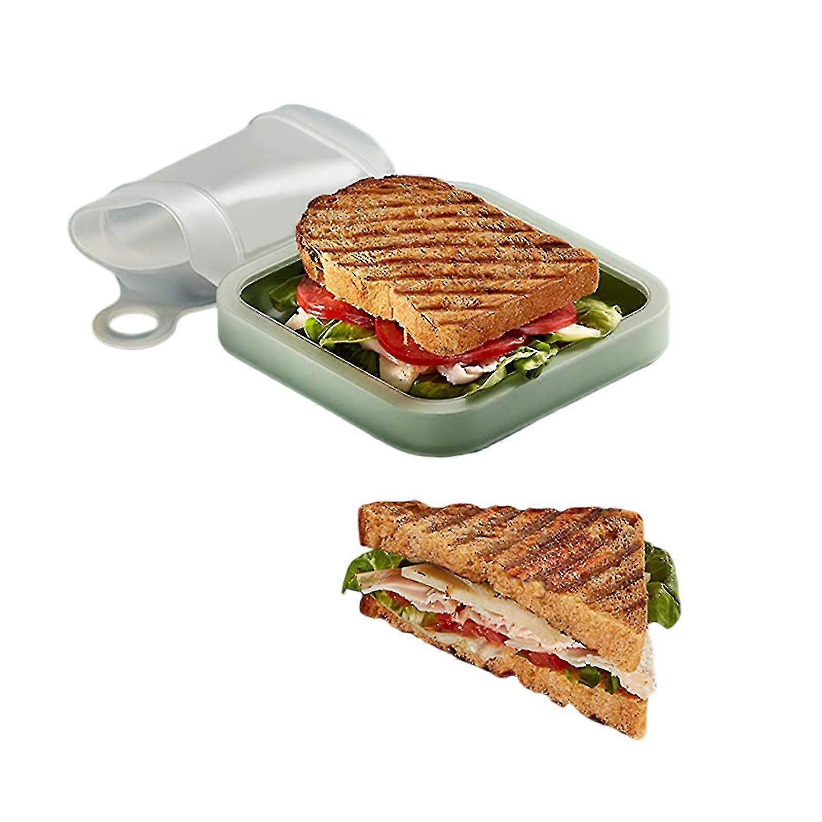 Sandwich Toast Snack Box 2 Pcs Set Office Worker Lunch Box Reusable Silicone Snack Container For Parent-Child School Work Or Travel