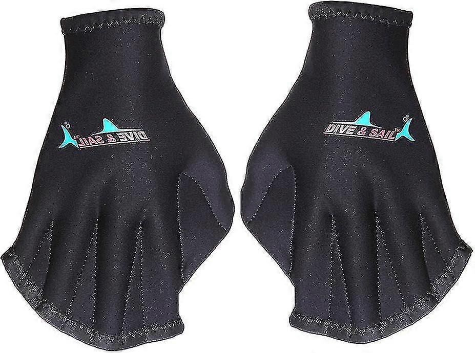 Swimming Training Gear, Swimming Gloves Webbed Paddle Diver Nets 1 Pair (black)