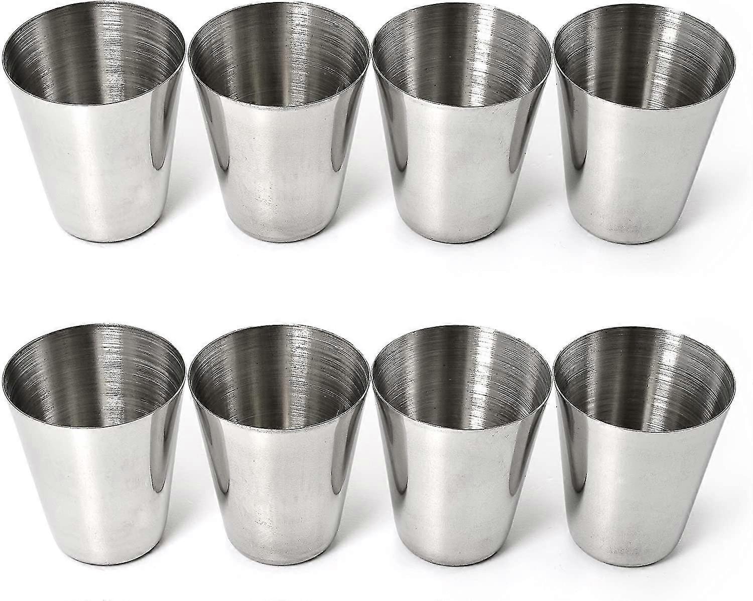 8 stk. shotglas med kopholder, snapskopper i rustfrit stål, 30 ml