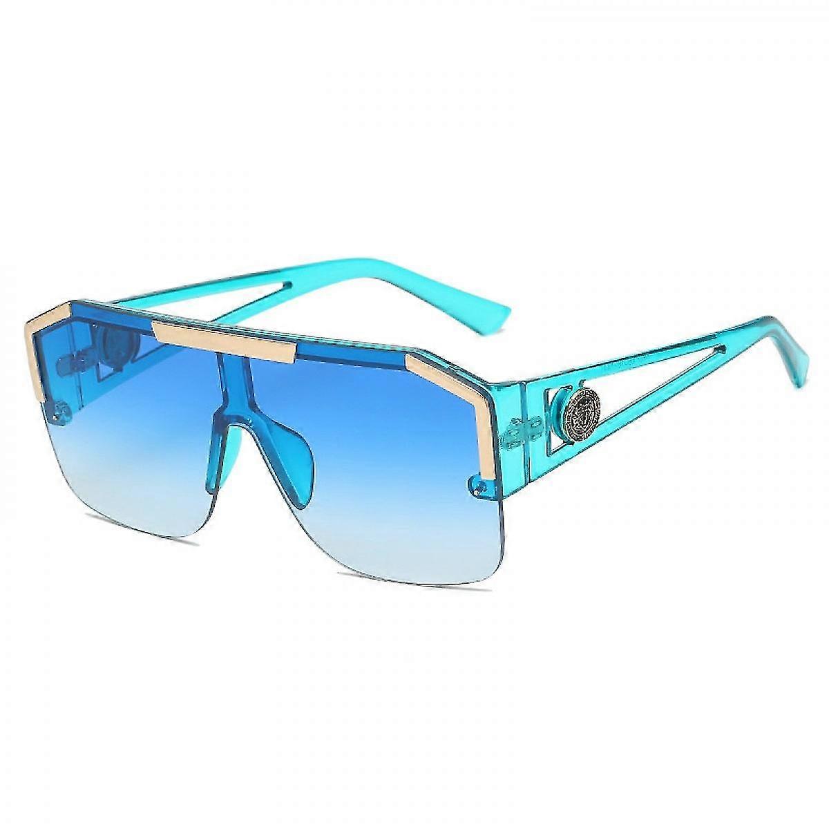 Square Flat Top Shield Occhiali da sole One Piece Frameless Stylish Women Men