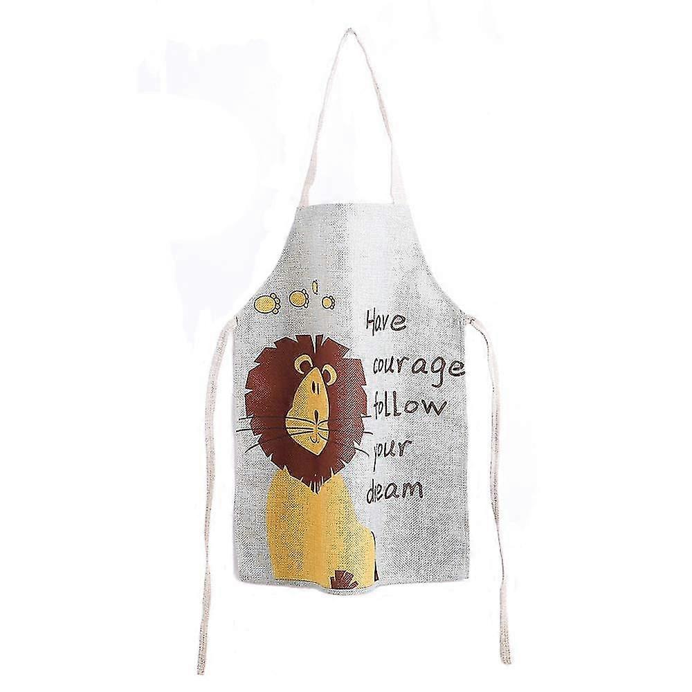Kids Apron Polyester Cotton Comfortable With Lovely Lion Pattern