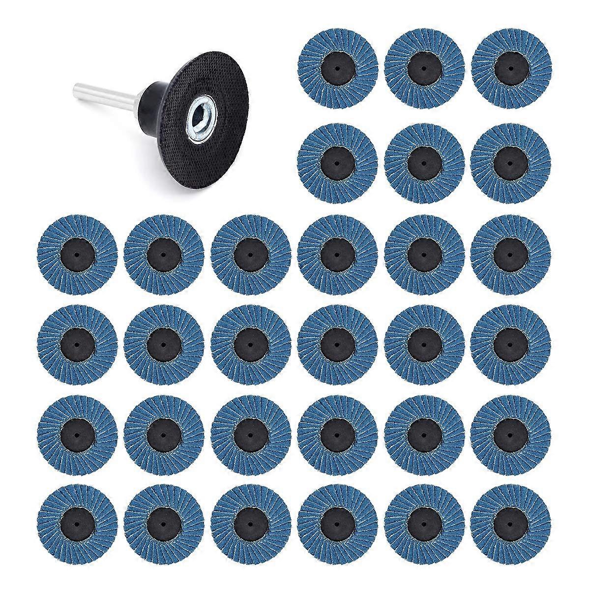 31 Pcs 2 Inch 50mm Abrasive Discs Flap Discs 40Grit 60Grit 80Gritblue