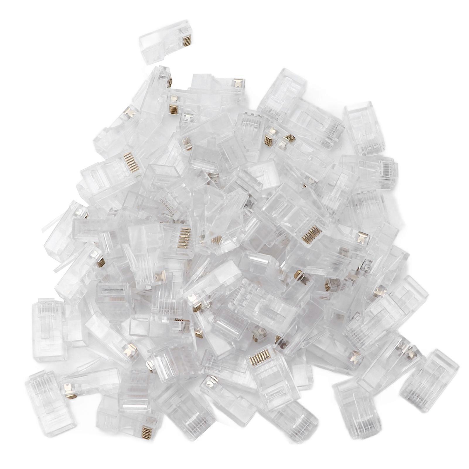 100Pcs Network Crystal Heads Cat6 Cable Connectors Plug Terminals for Computers Hubs Routers