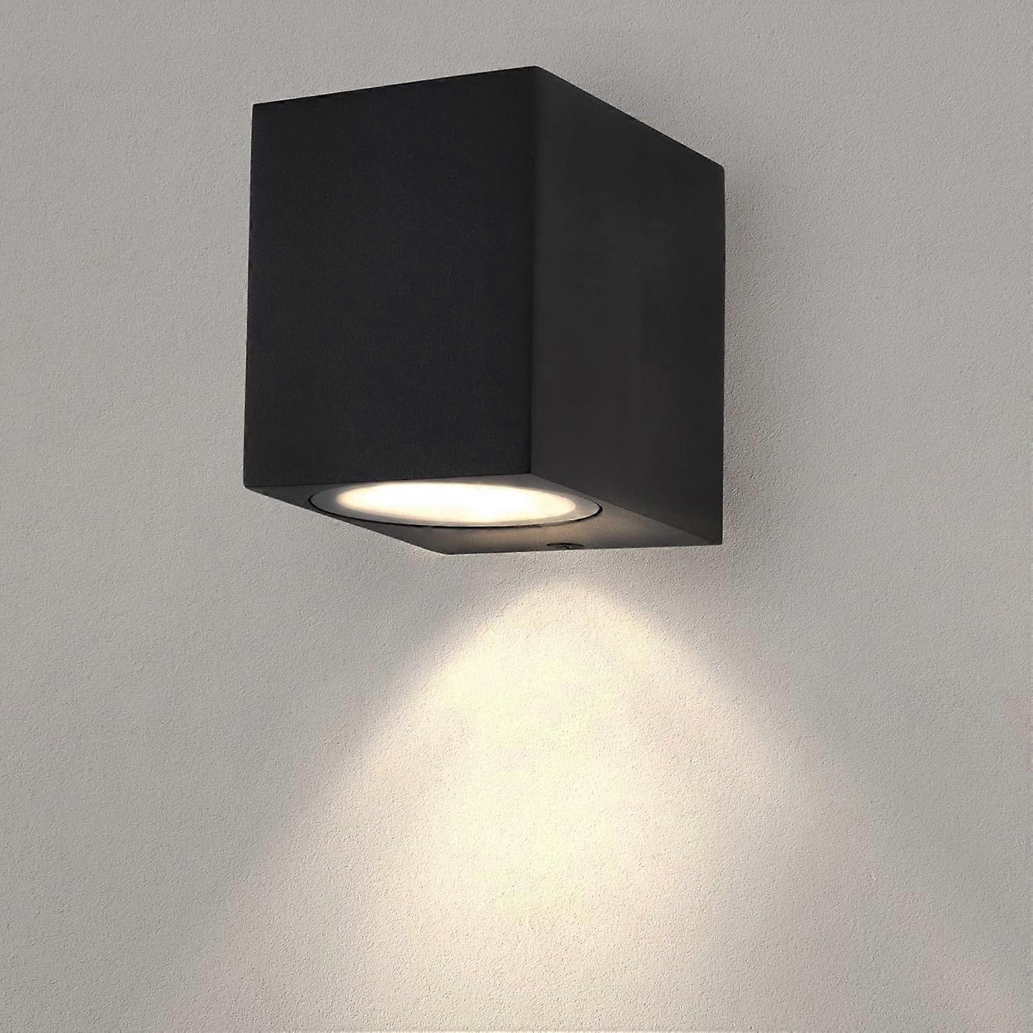 LED Outdoor Wall Light - Black - Cube - Square - 1x GU10 Down - Wall Light - Adjustable Beam Angle - IP54