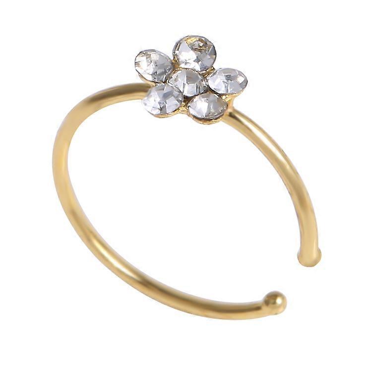 Small Thin Flower Clear Crystal Nose Ring Stud Hoop-Sparkly Crystal Nose Ring2pacs
