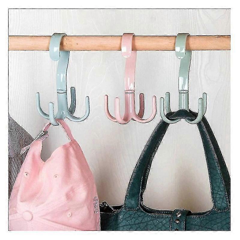 خزانة شنقا منظم تخزين محفظة رف حقيبة يد 360 درجة الدورية 4 خطافات