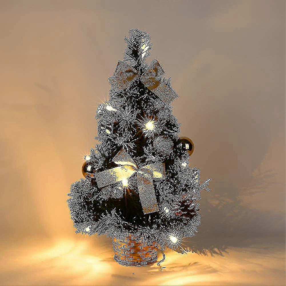 Small Christmas Tree With Lights, Mini Desktop Decorated Christmas Tree (40cm)-xinhan