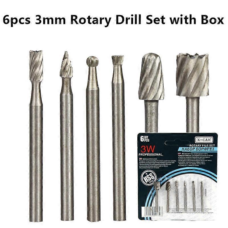 XCAN HSS Routing Milling Bit 6pcs 3mm Shank Rotary Milling Cutter for Dremel Rotary Tools Mini Drill