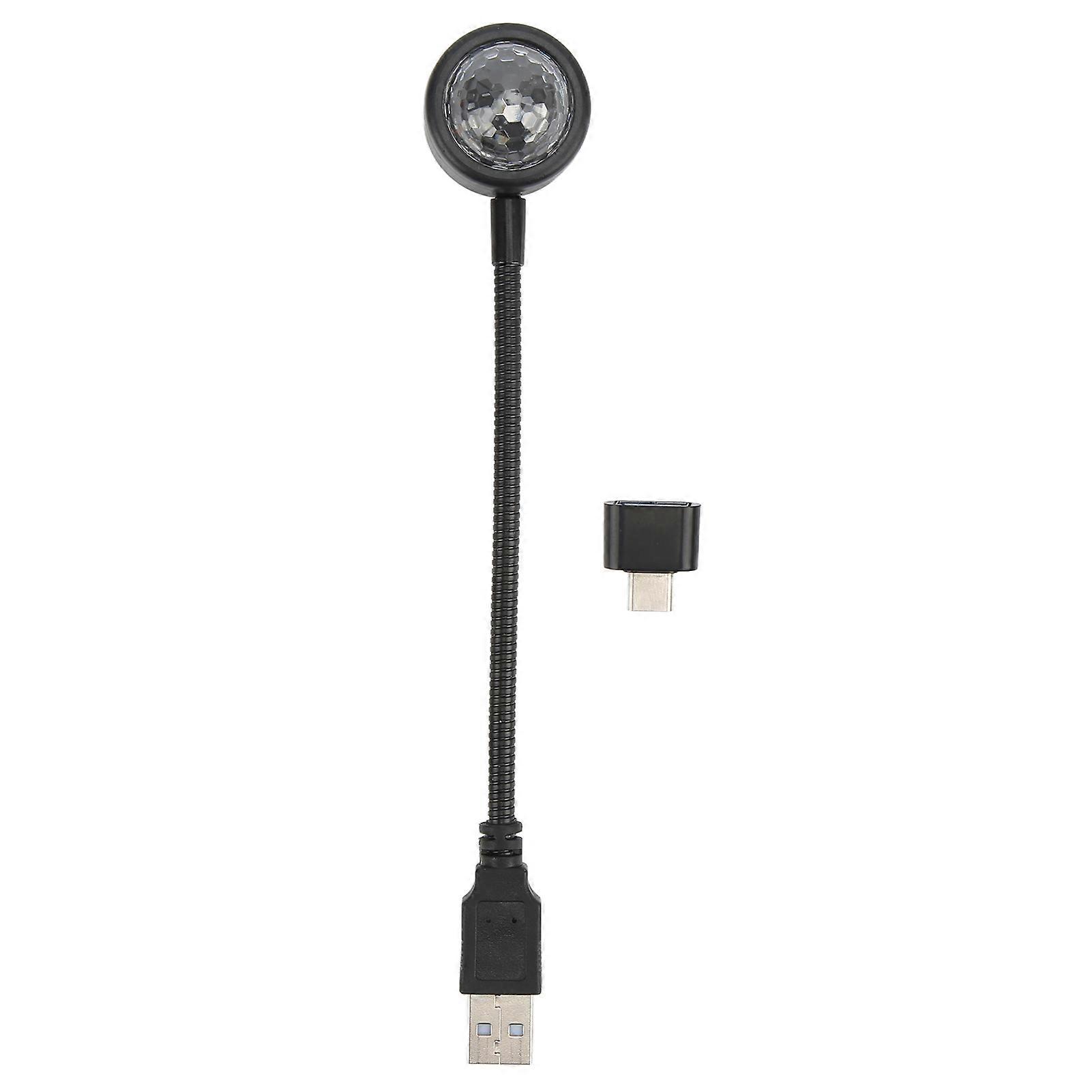 USB Star Projector Night Light LED Voice Control Adjustable 360 Rotation Romantic Portable for Car Home(TYPE-C )