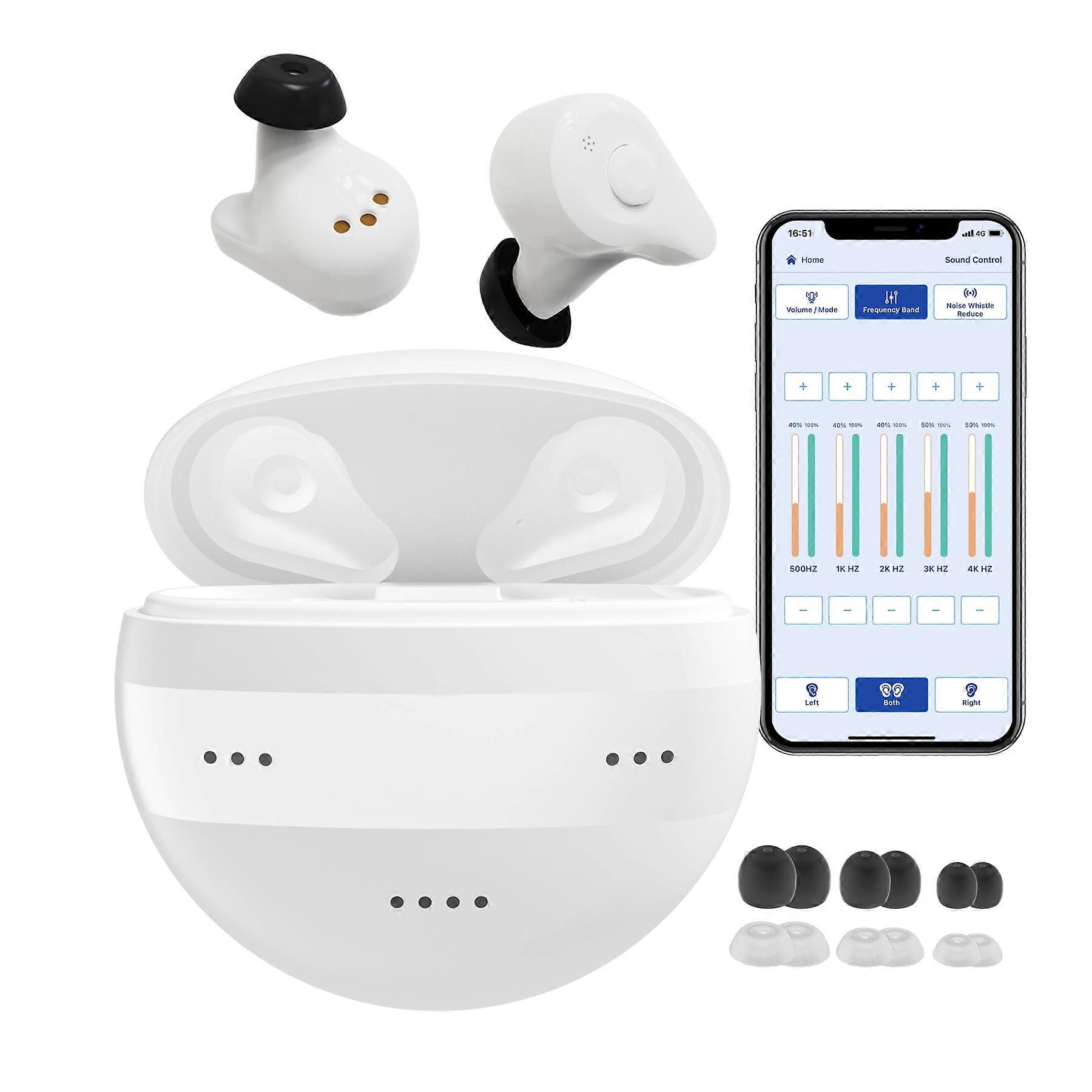 Bluetooth Hearing Aids for Seniors Charging Case Rechargeable with Noise Cancelling, Smart APP Control, Hand-free Phone Call